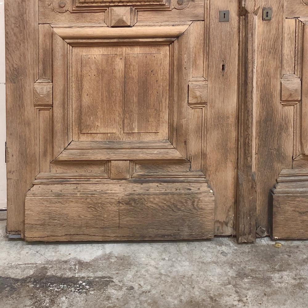 Pair of 19th Century Solid Oak Doors with Wrought Iron Inserts 1