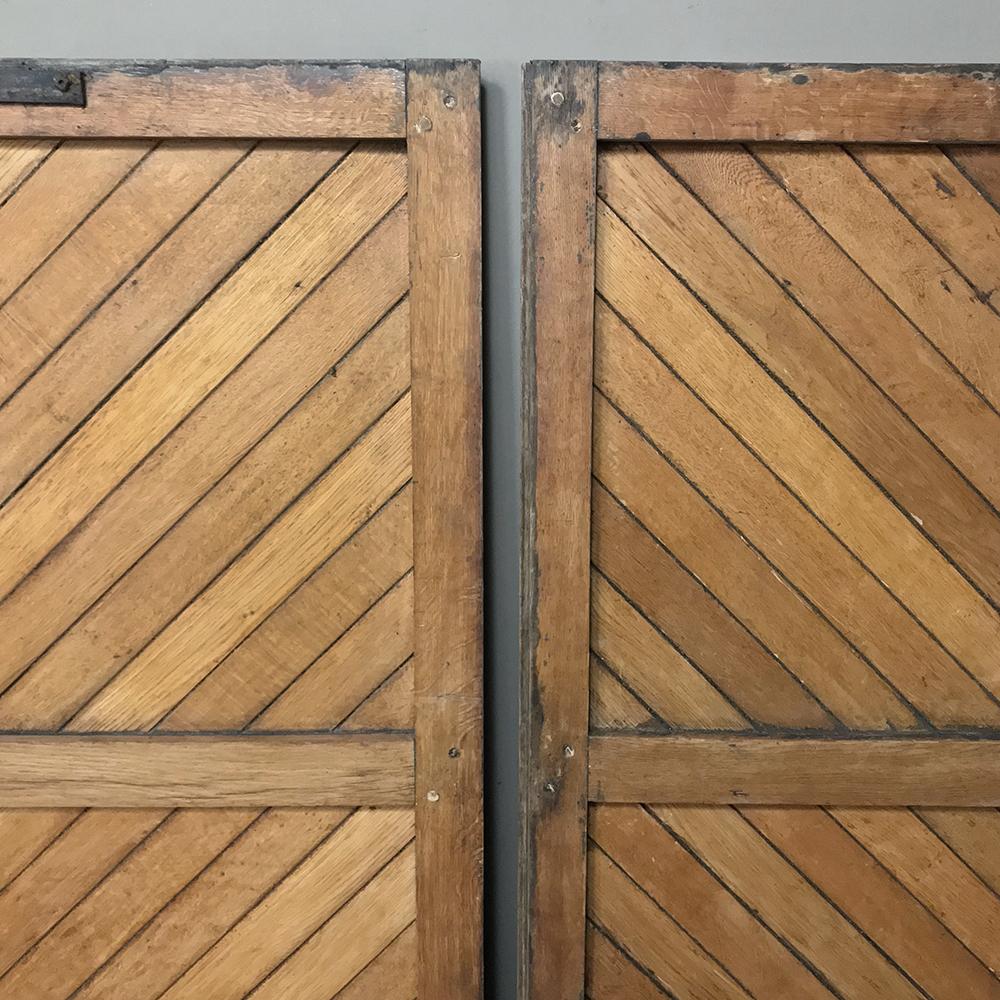 Pair 19th Century Solid Oak Shutters with Forged Iron Hinges For Sale 2