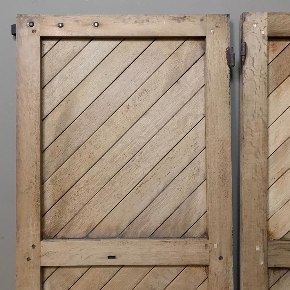 Pair 19th Century Solid Oak Shutters with Forged Iron Hinges For Sale 4