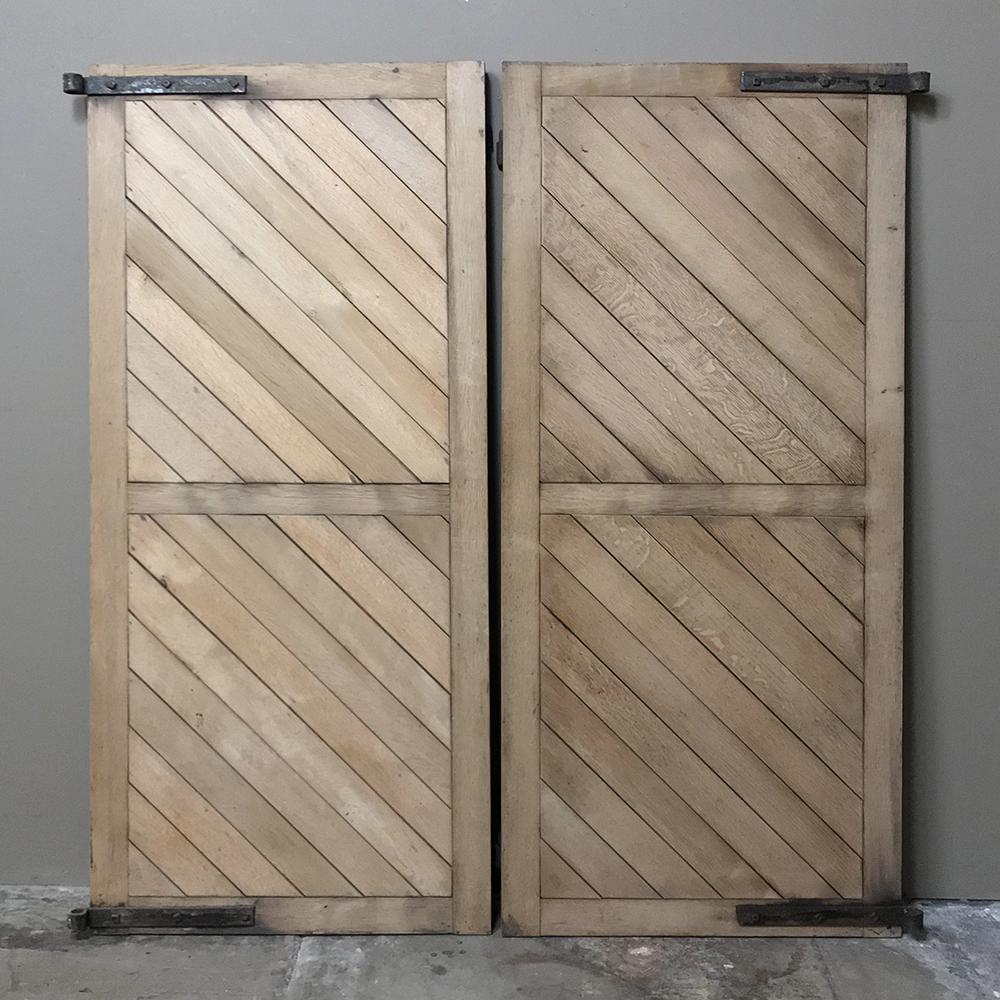 French Pair 19th Century Solid Oak Shutters with Forged Iron Hinges For Sale