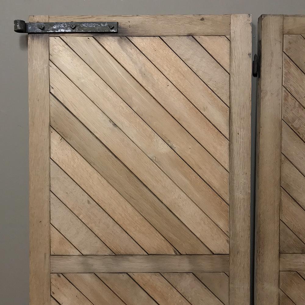 Hand-Crafted Pair 19th Century Solid Oak Shutters with Forged Iron Hinges For Sale