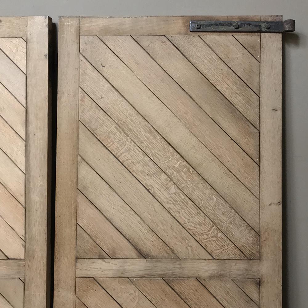 Pair 19th Century Solid Oak Shutters with Forged Iron Hinges In Good Condition For Sale In Dallas, TX