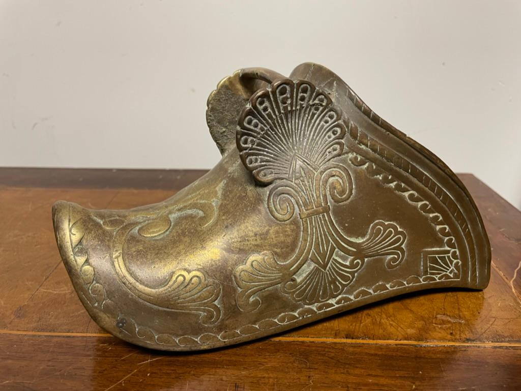 Pair 19th Century Spanish Colonial Brass Slipper Stirrups 2