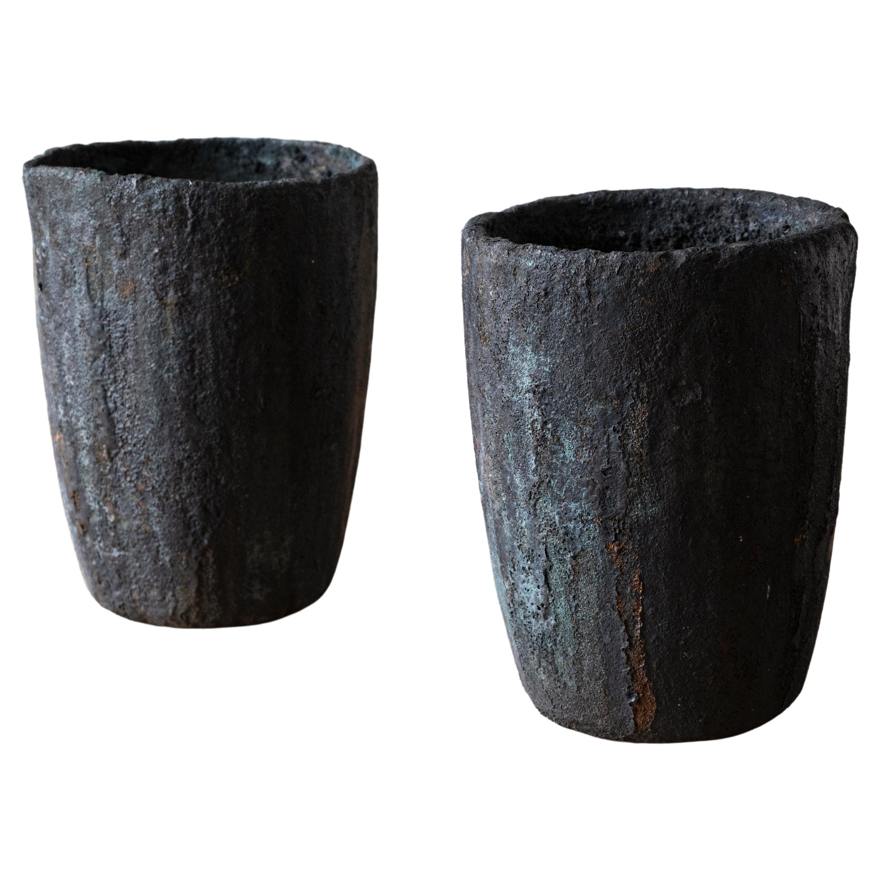 Pair 19th Century Swedish Factory Crucibles