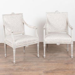 Paar, 19. Jahrhundert Schwedisch-Gustavianisch Grau bemalte Sessel