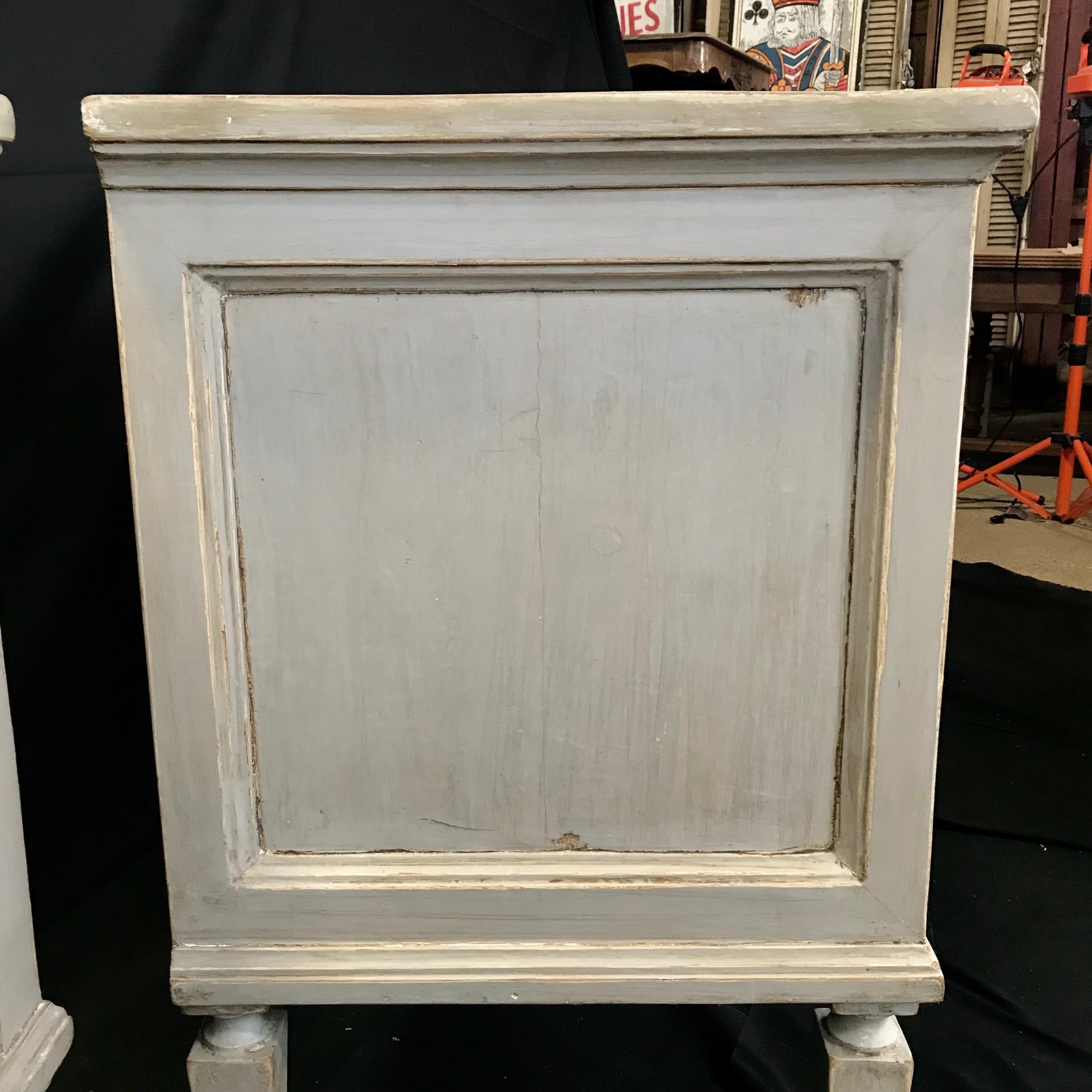 Pair 19th Century Swedish Gustavian Painted Wood Chests on Tapered Legs 6