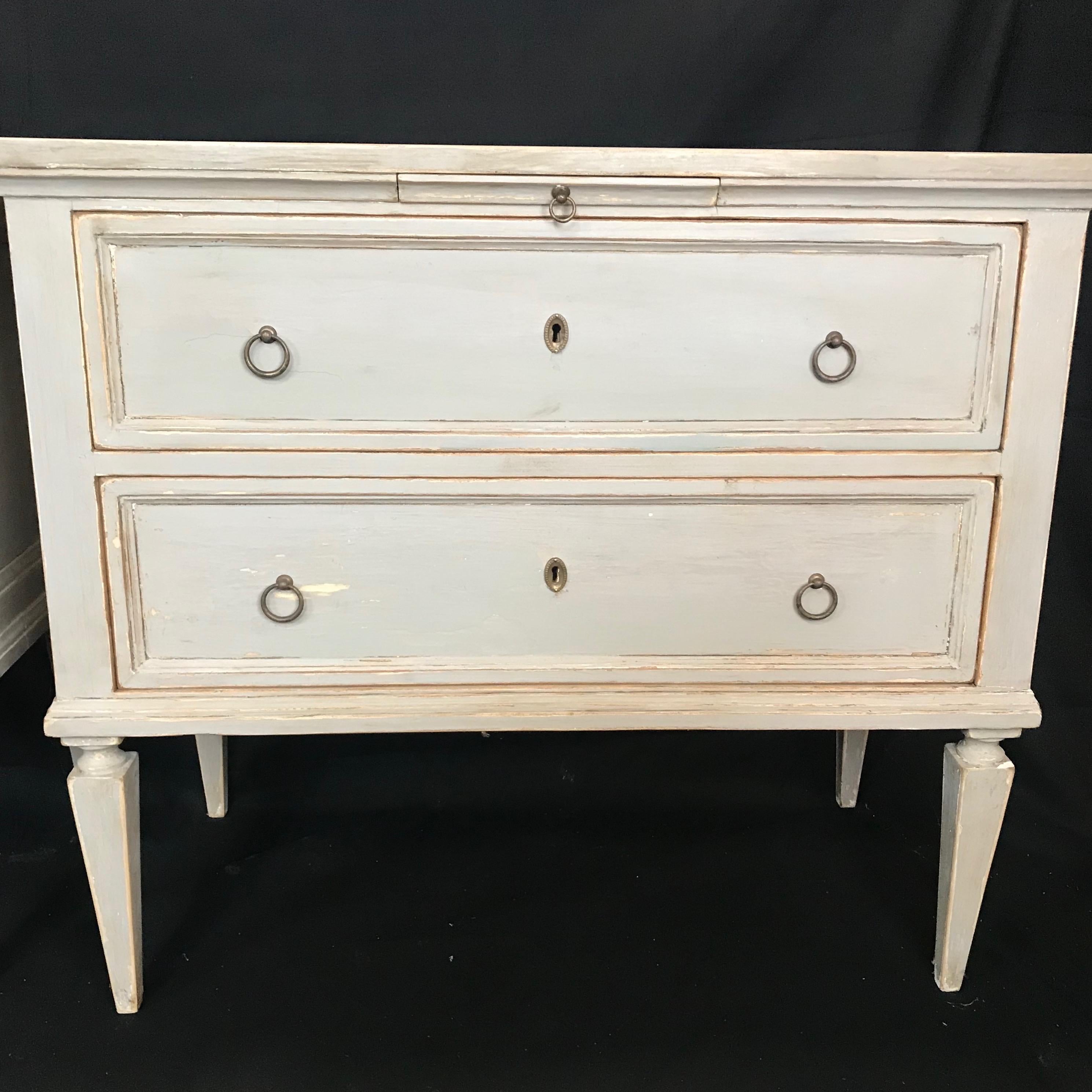 Pair 19th Century Swedish Gustavian Painted Wood Chests on Tapered Legs 7