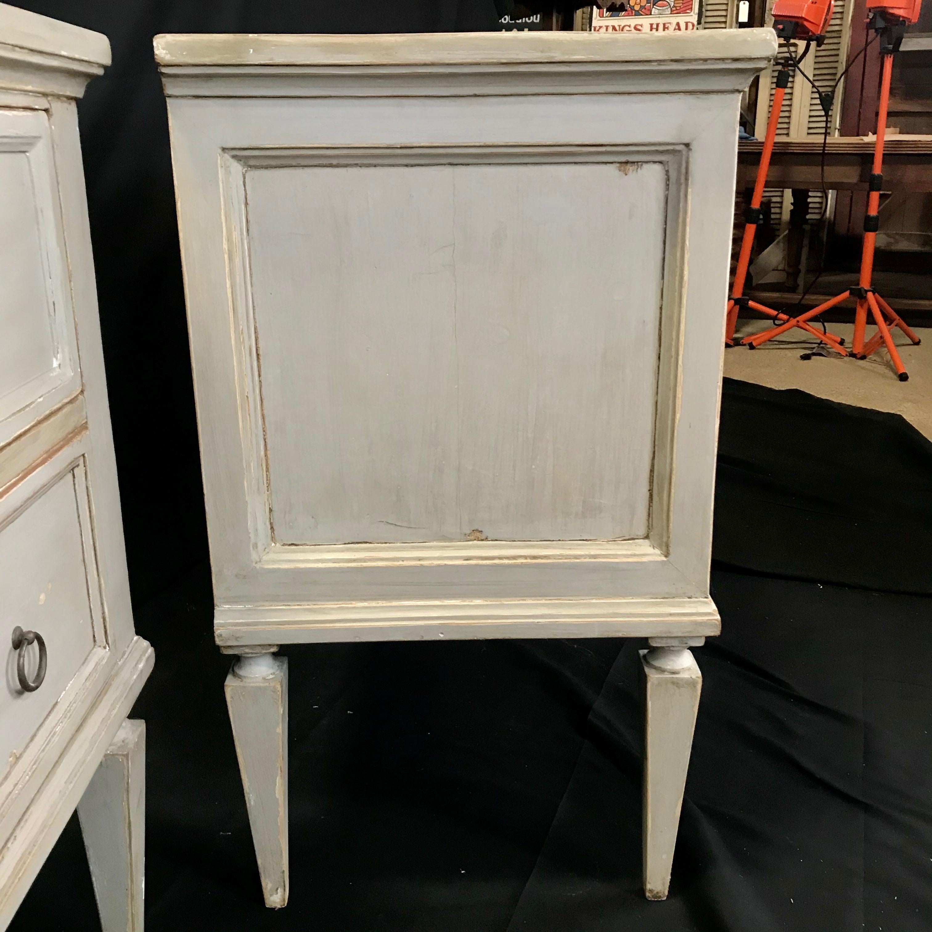 Pair 19th Century Swedish Gustavian Painted Wood Chests on Tapered Legs 10