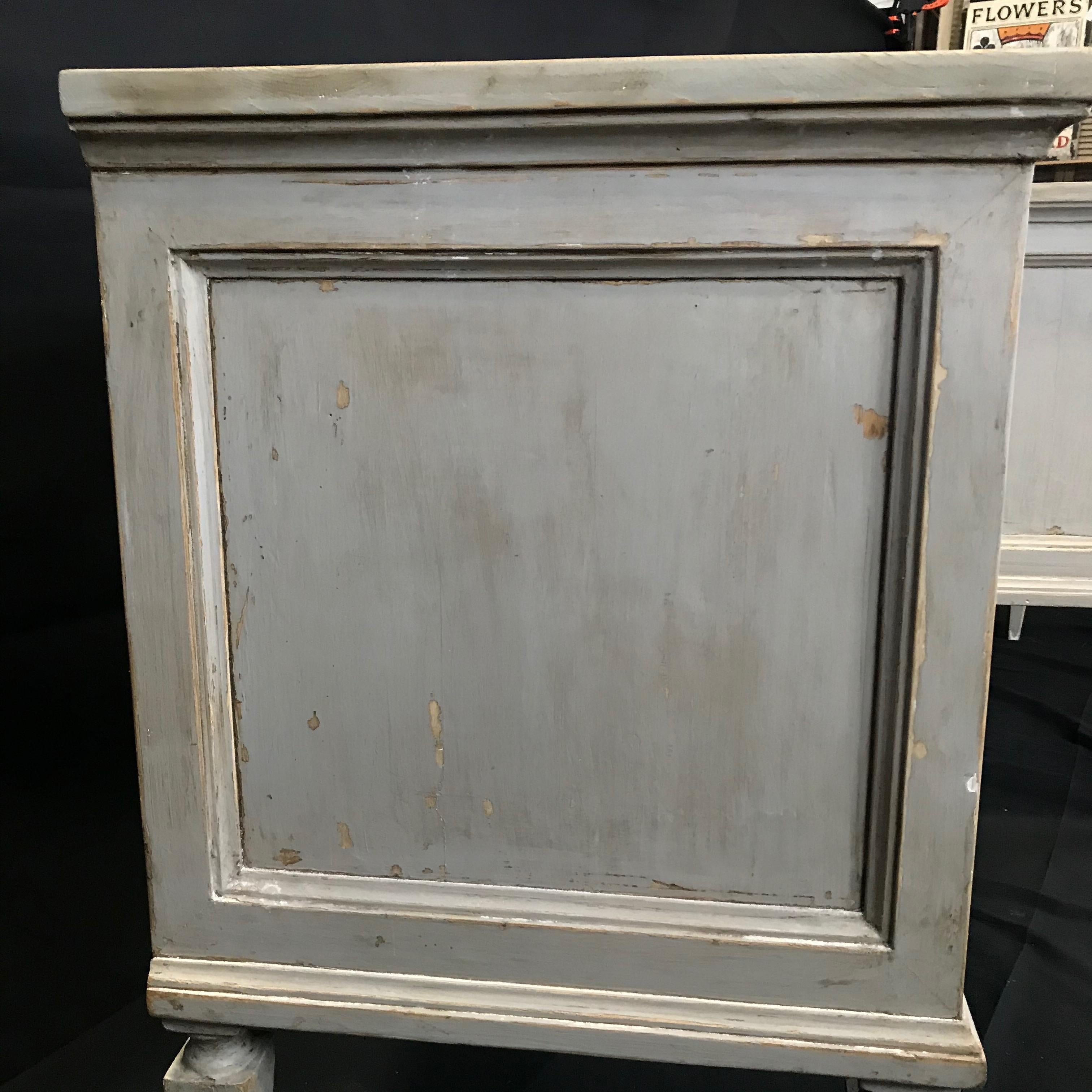Pair 19th Century Swedish Gustavian Painted Wood Chests on Tapered Legs 12