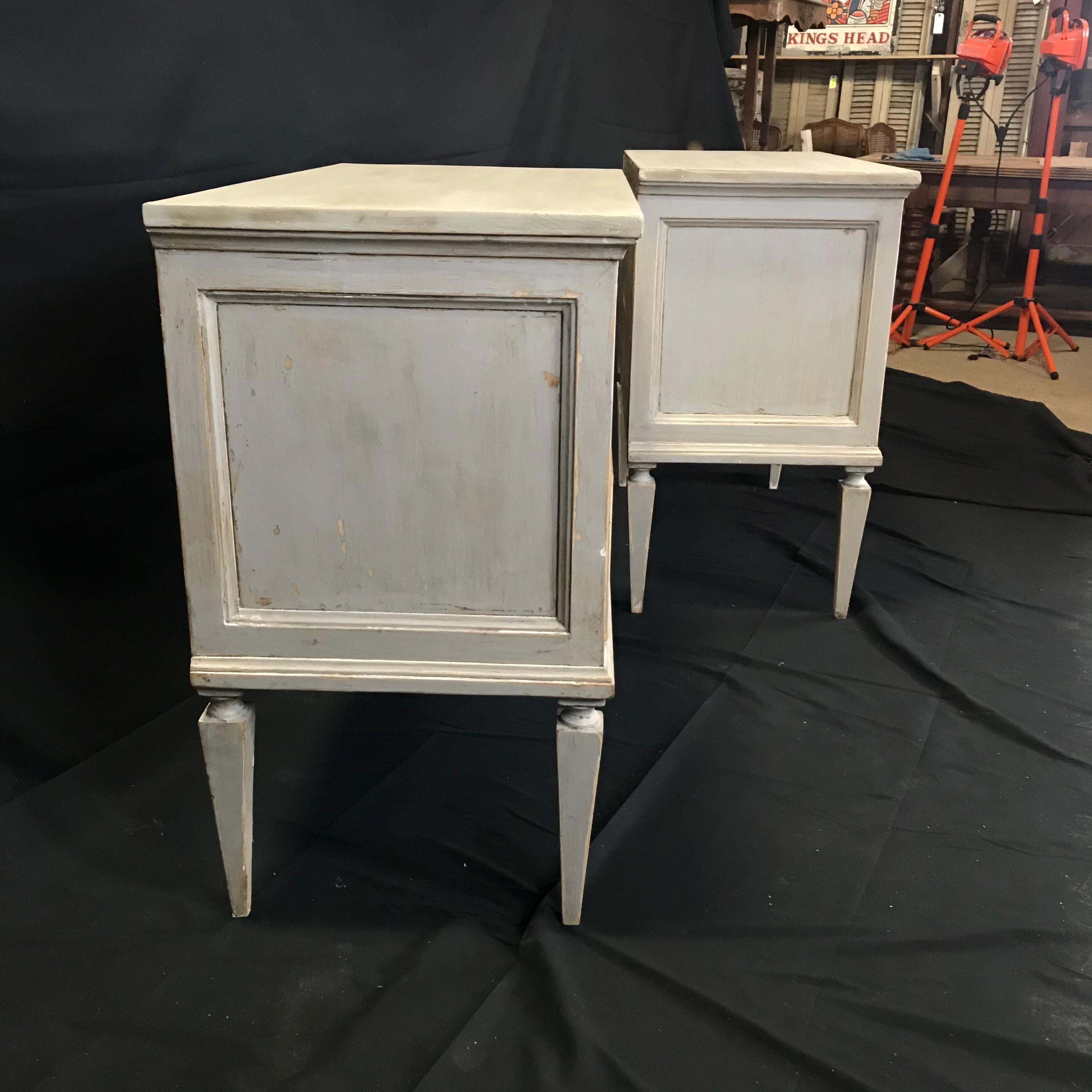 Pair 19th Century Swedish Gustavian Painted Wood Chests on Tapered Legs 14