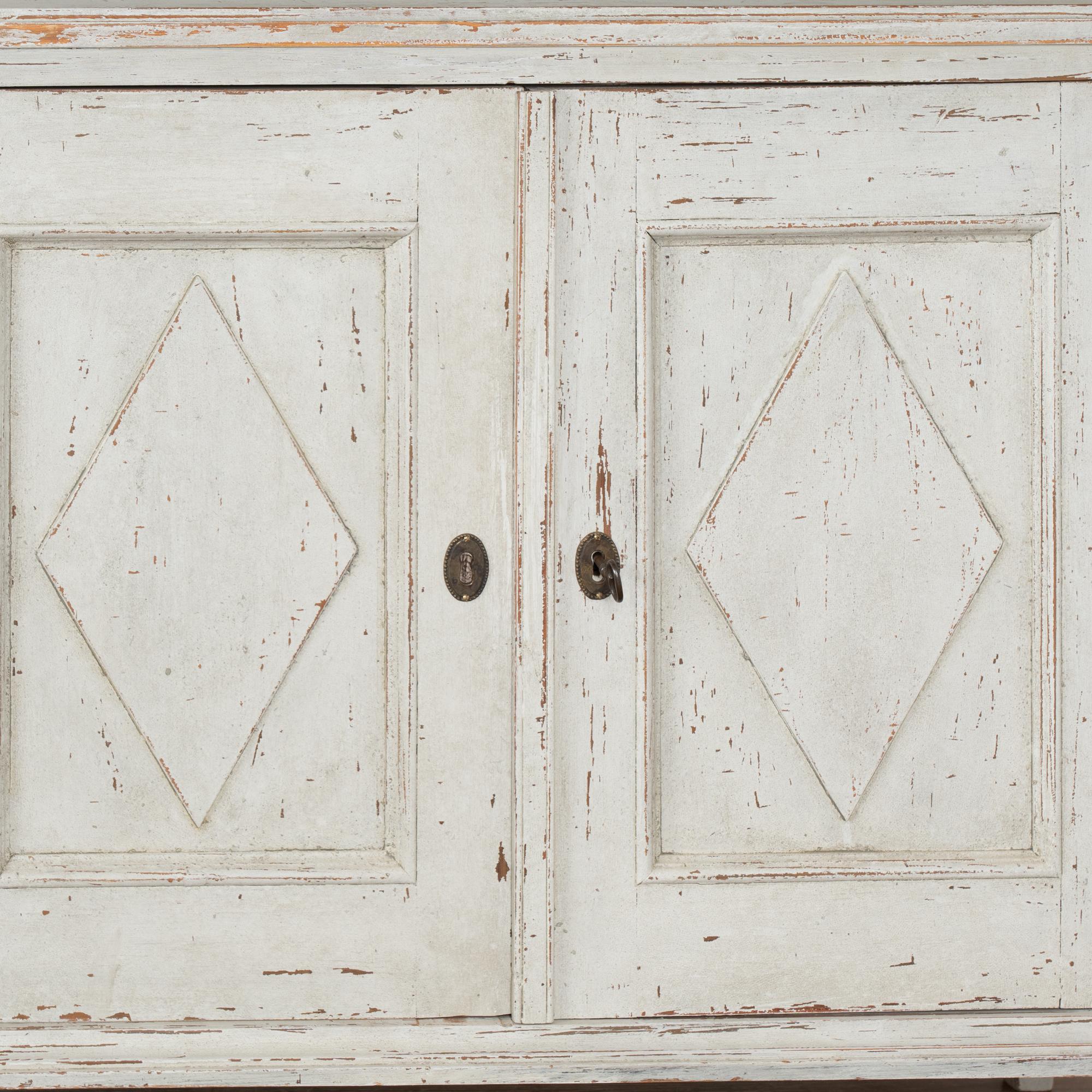 Pair, 19th Century Swedish Gustavian White Narrow Bookcases Display Cabinets 7