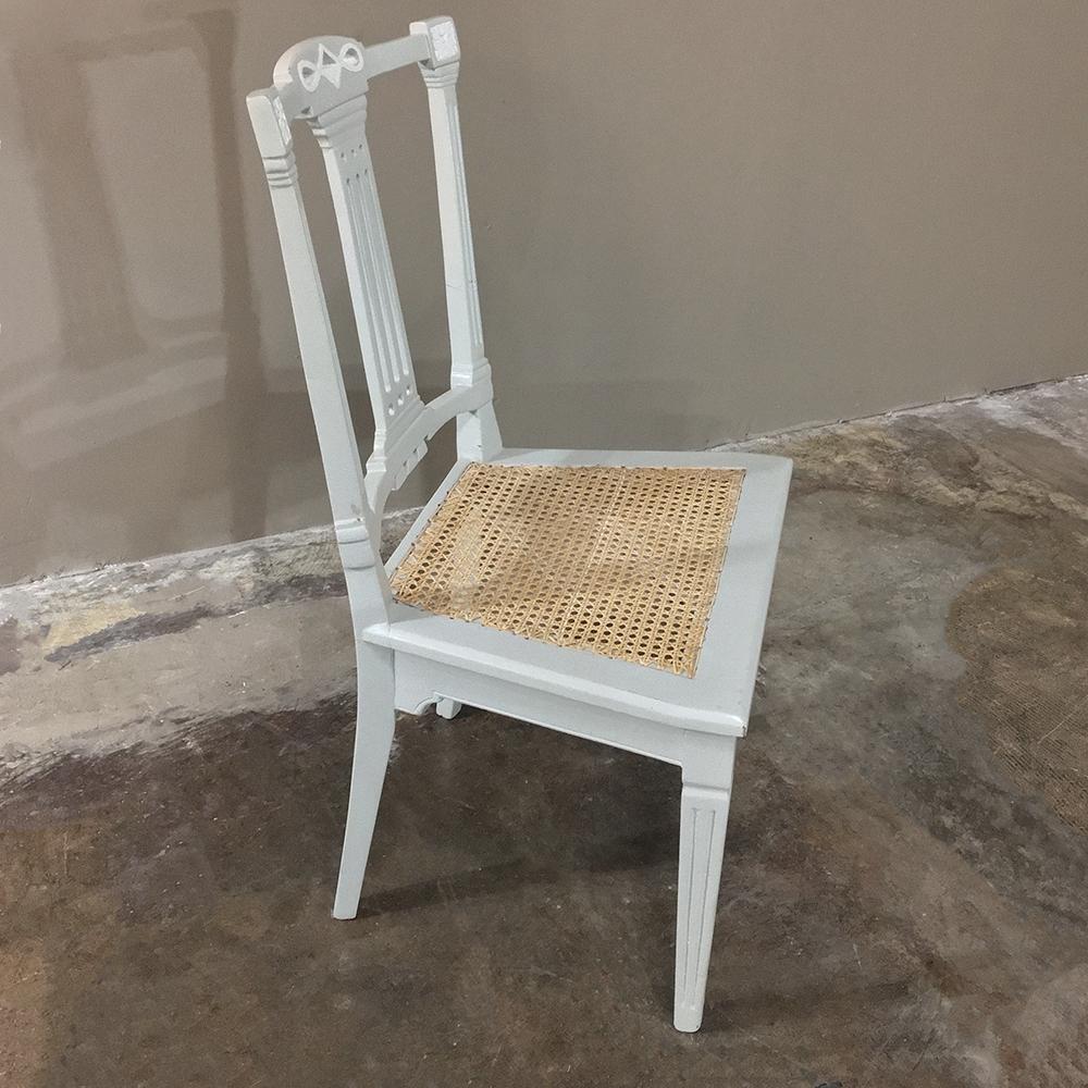 Gustavian Pair of 19th Century Swedish Louis XVI Painted and Caned Chairs