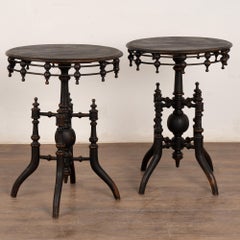 Pair, 19th Century Swedish Small Black Pedestal Side Tables