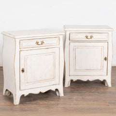 Pair, 19th Century Swedish White Painted Pine Small Cabinets or Nightstands