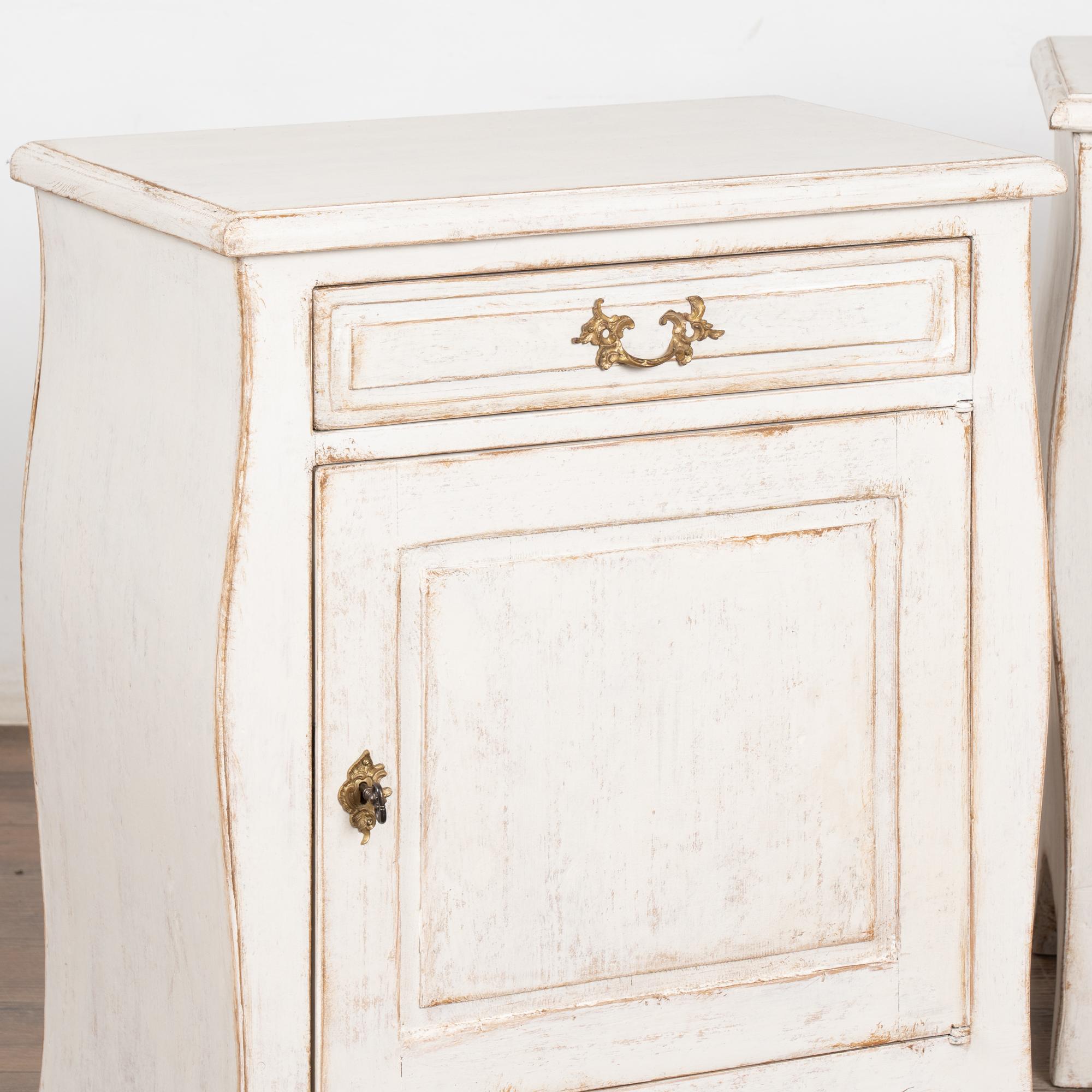 Pair, 19th Century Swedish White Painted Pine Small Cabinets or Nightstands 2