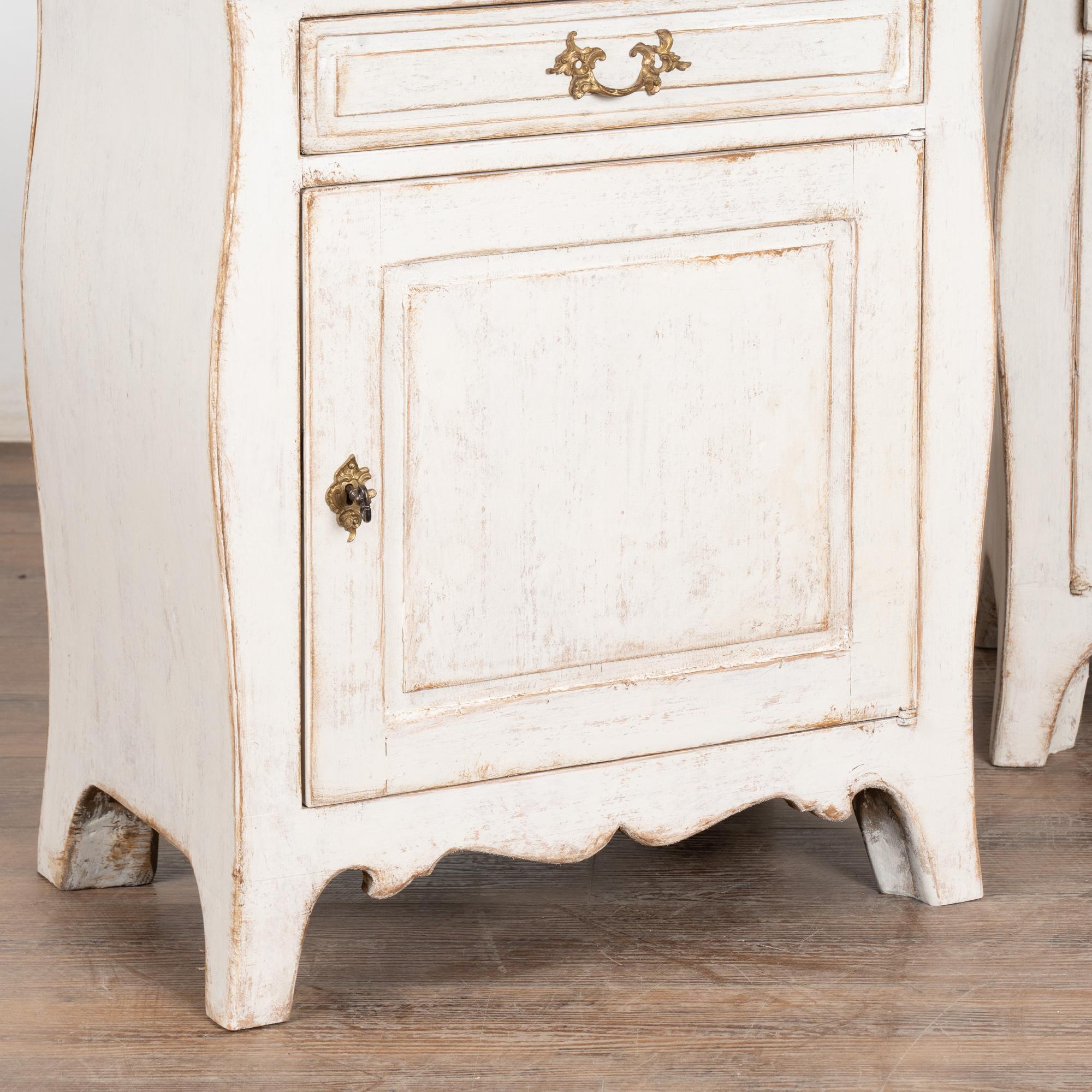 Pair, 19th Century Swedish White Painted Pine Small Cabinets or Nightstands 4