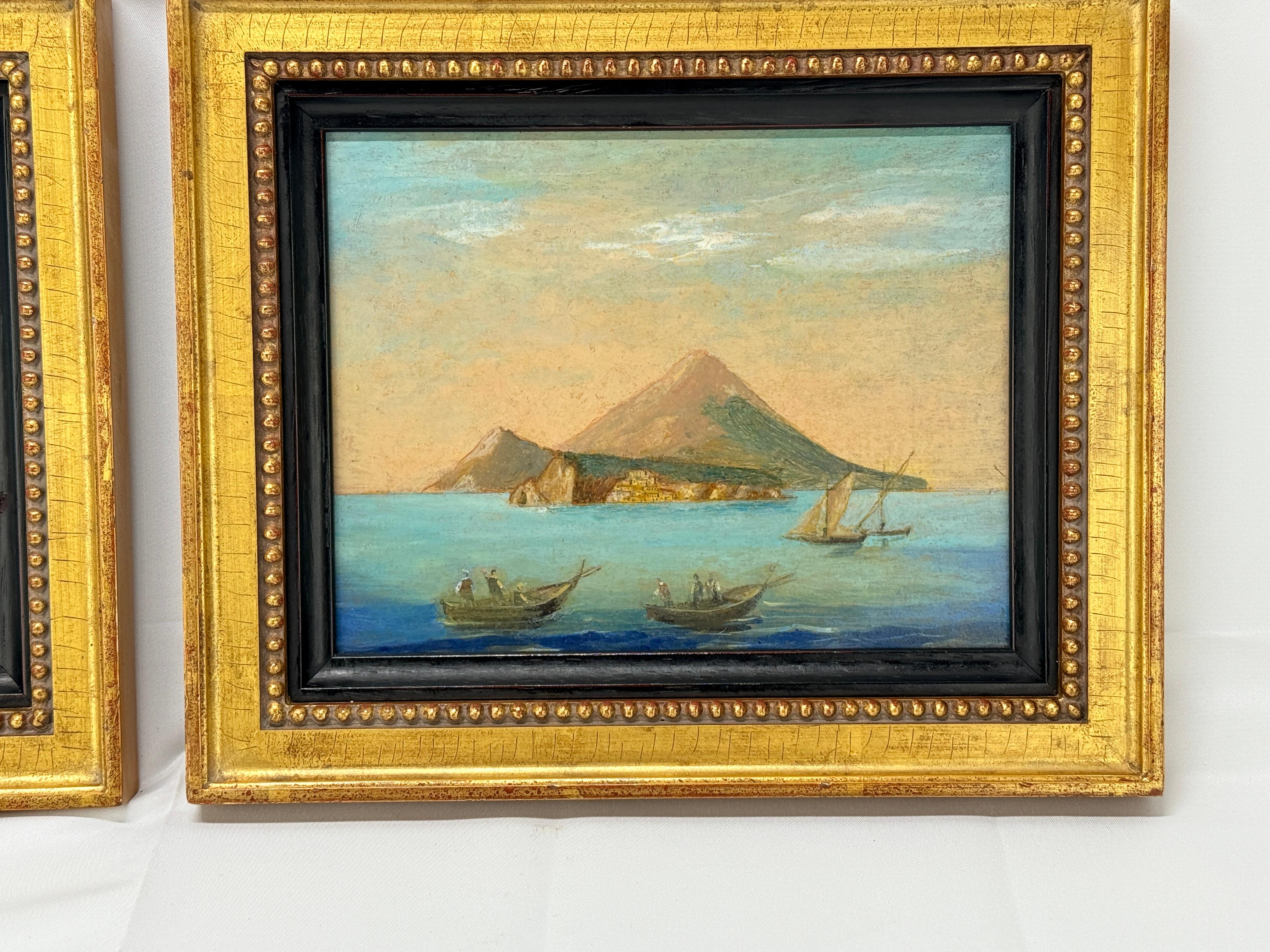 **Pair of 19th Century Venetian School Seascapes Depicting the Bay of Naples**  

This exquisite pair of **19th-century seascapes** from the **Venetian School** captures the timeless beauty and allure of the **Bay of Naples**. Masterfully executed,