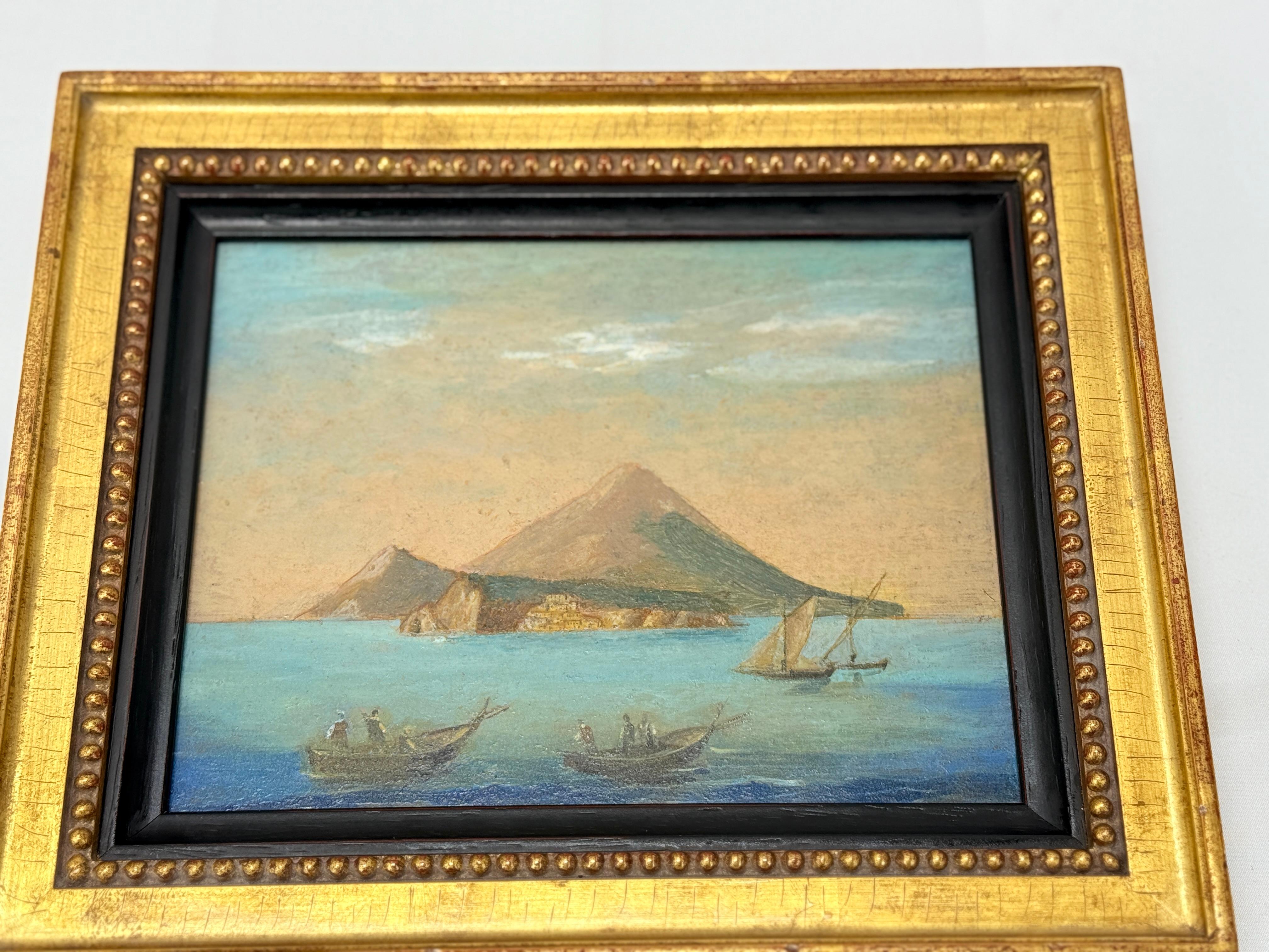Pair, 19th Century Venetian School Seascapes Depicting The Bay of Naples In Good Condition In Atlanta, GA
