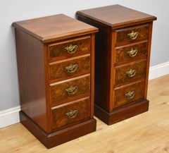Pair of 19th Century Victorian Walnut Bedside Chests