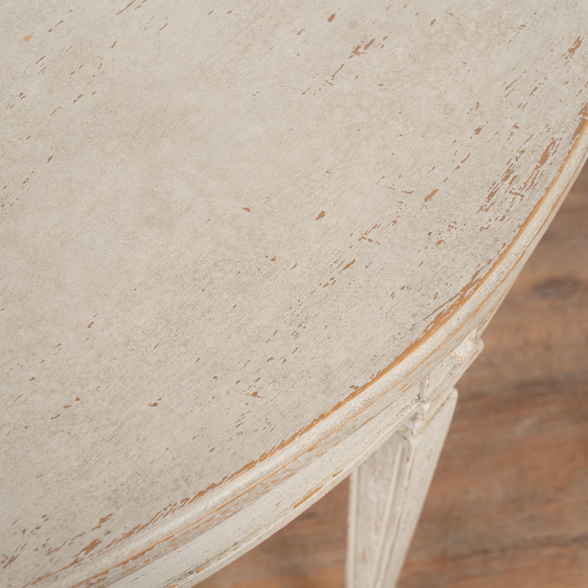 Pair, 19th Century White Swedish Gustavian Demi Lune Side Tables Consoles For Sale 6