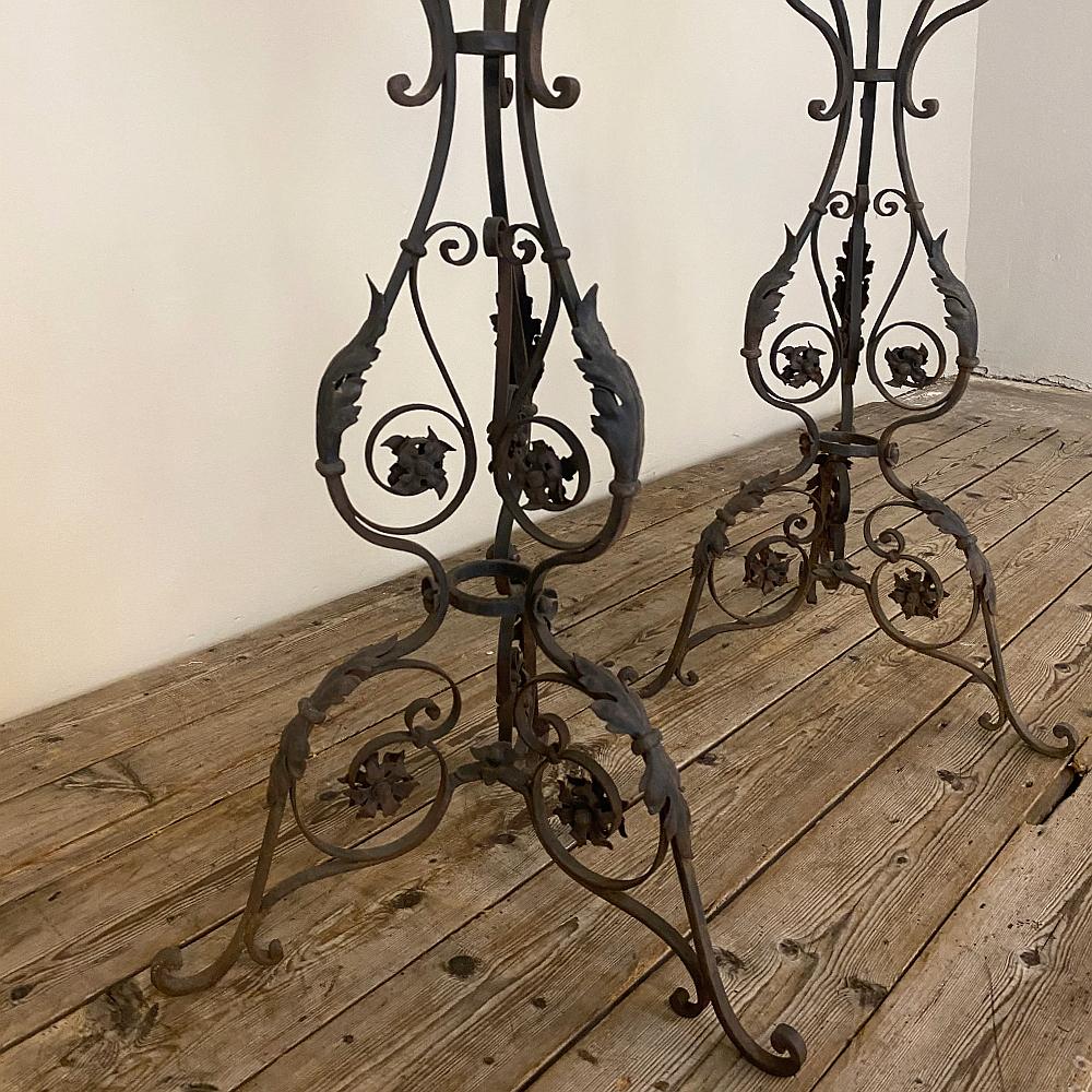 French Pair 19th Century Wrought Iron Jardinières, Plant Stands