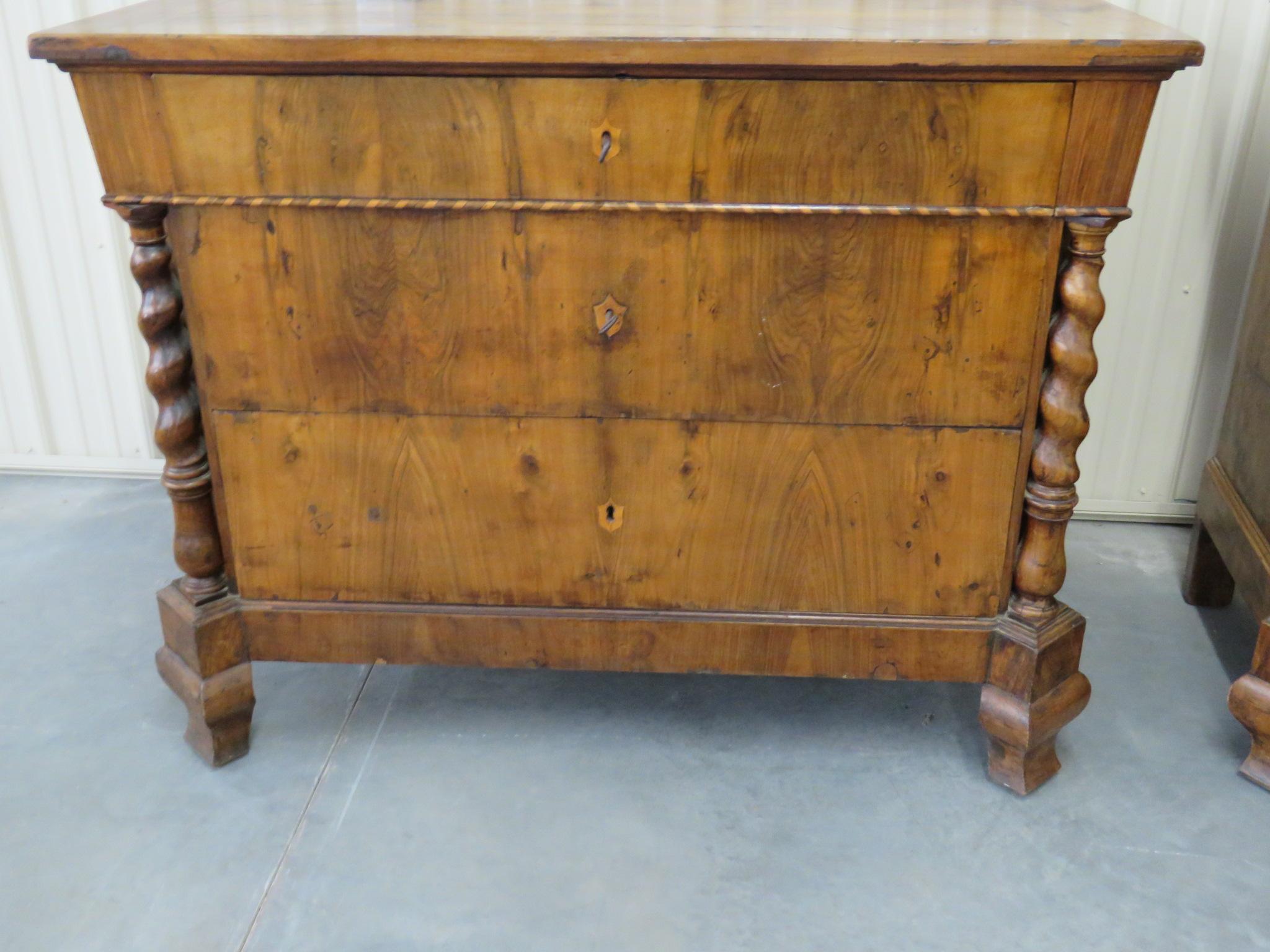 Pair of 19thC Beidermeier style 3 drawer commodes.