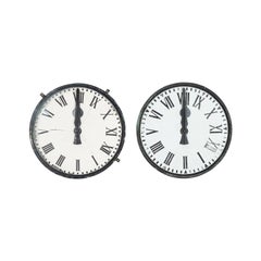 Pair 19thC English Bronze Clock Tower Faces 1880