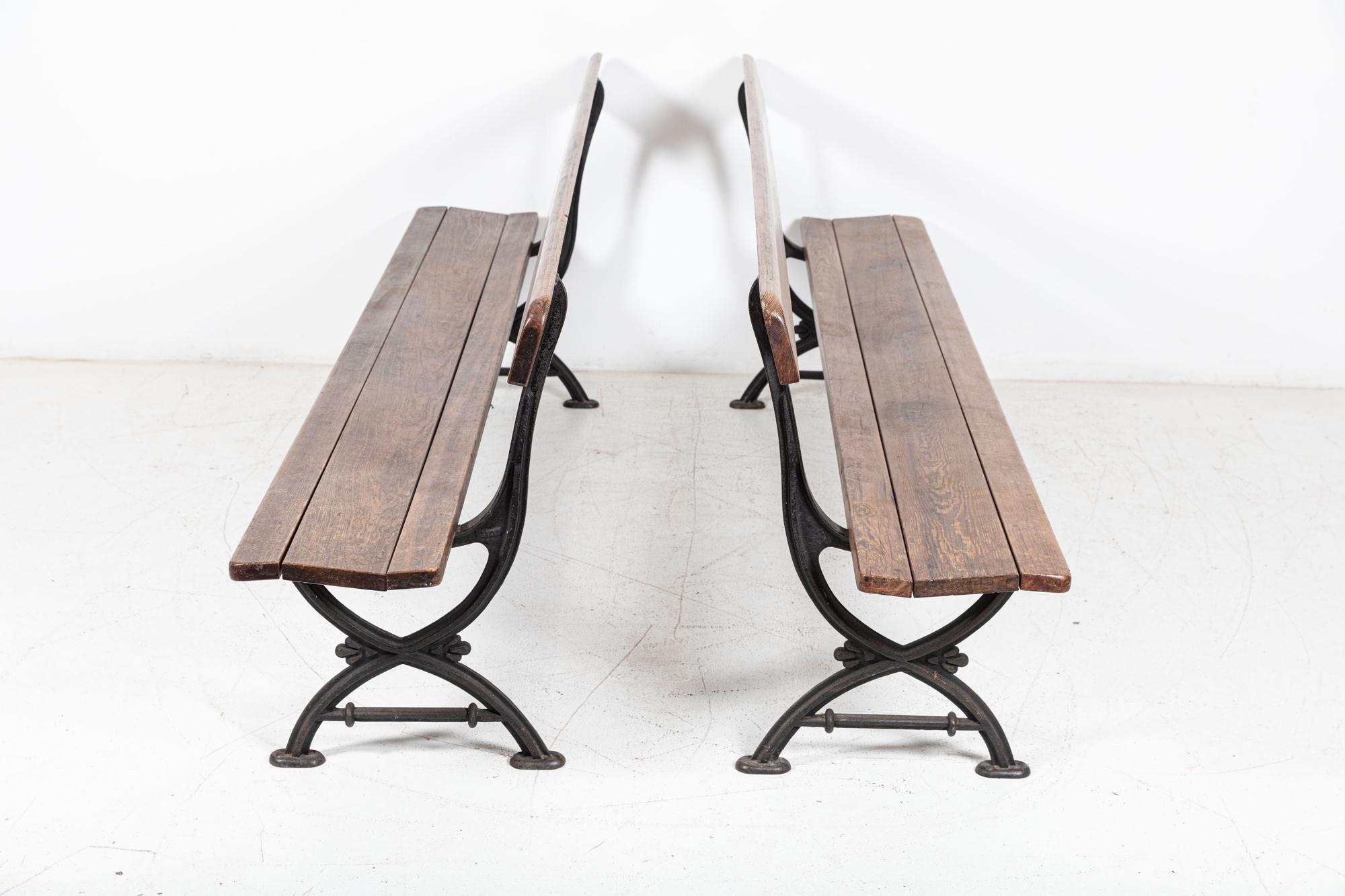 Circa 1880

Pair 19thC English Cast Iron Pitch pine Benches with London makers stamp (‘G.M & Hammer Co London’)

sku 884

Price for the pair

W244 x D48 x H84 cm

Seat Height 40cm