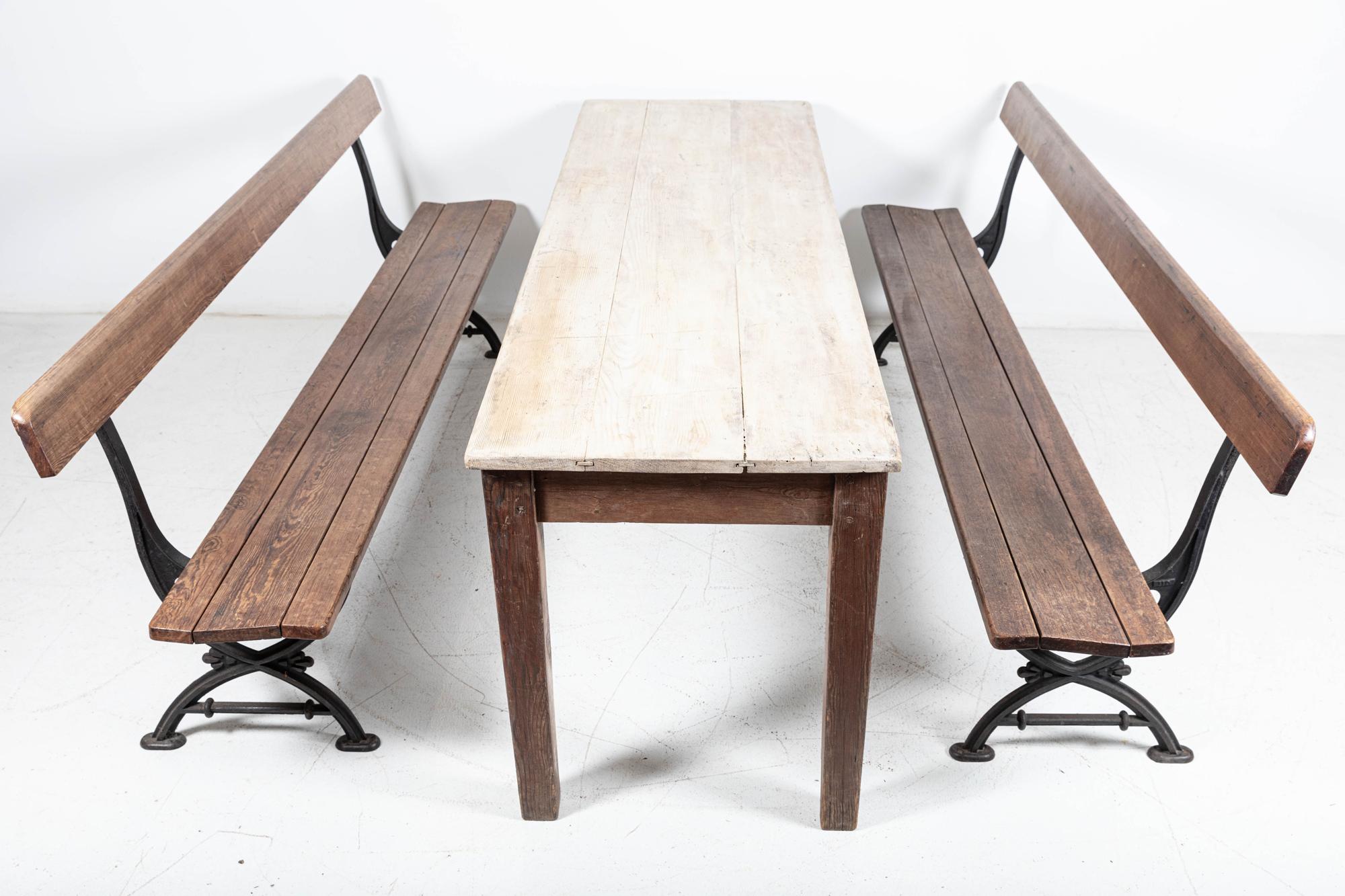 19th Century Pair 19thC English Cast Iron Pitch Pine Benches For Sale