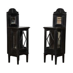 Pair 19thC English Ebonised Mahogany Glazed Display Cabinets