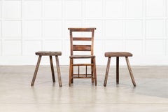 Pair 19thC English Elm Cutler Stools