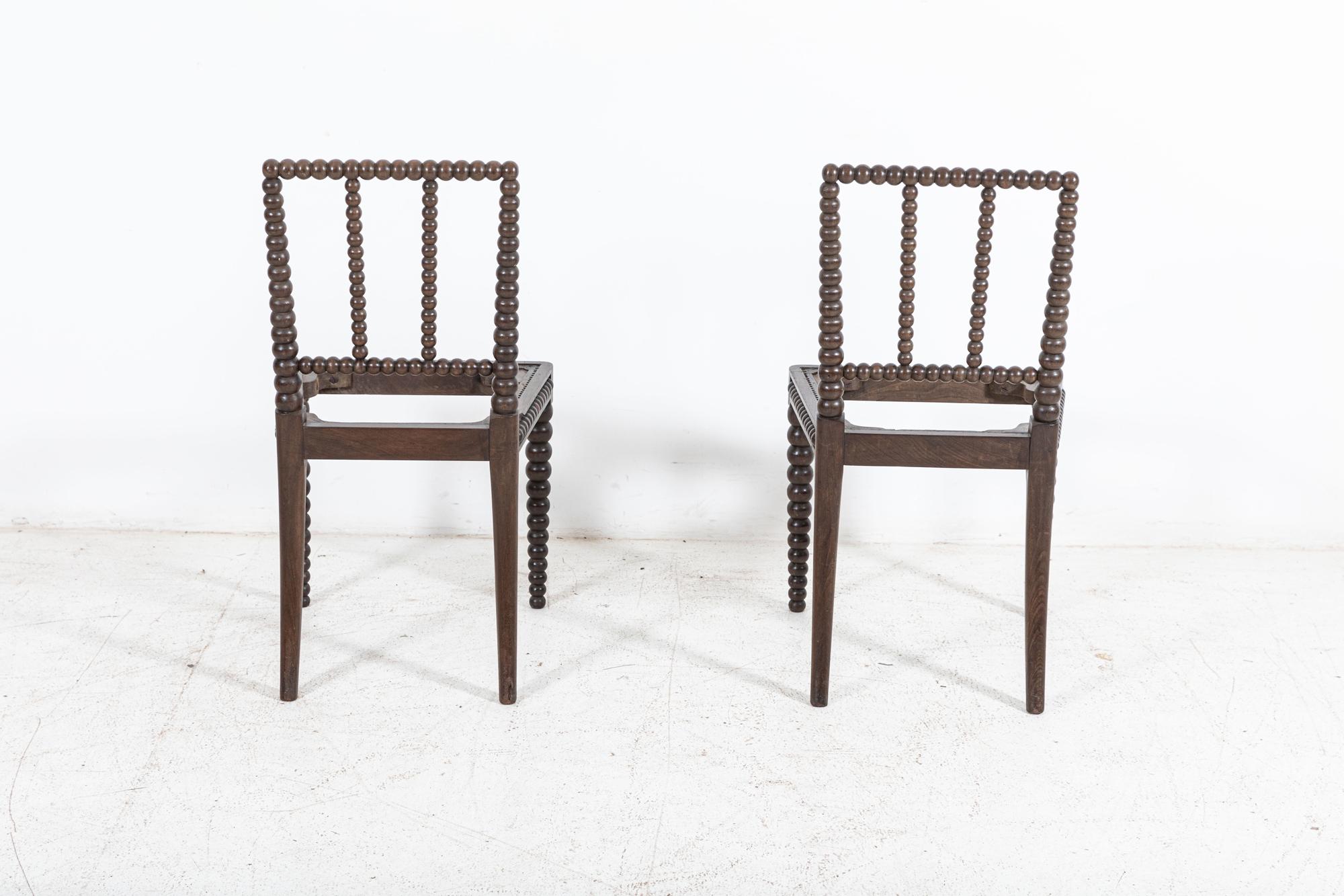 19th Century Pair 19thC English Mahogany Bobbin Chairs For Sale