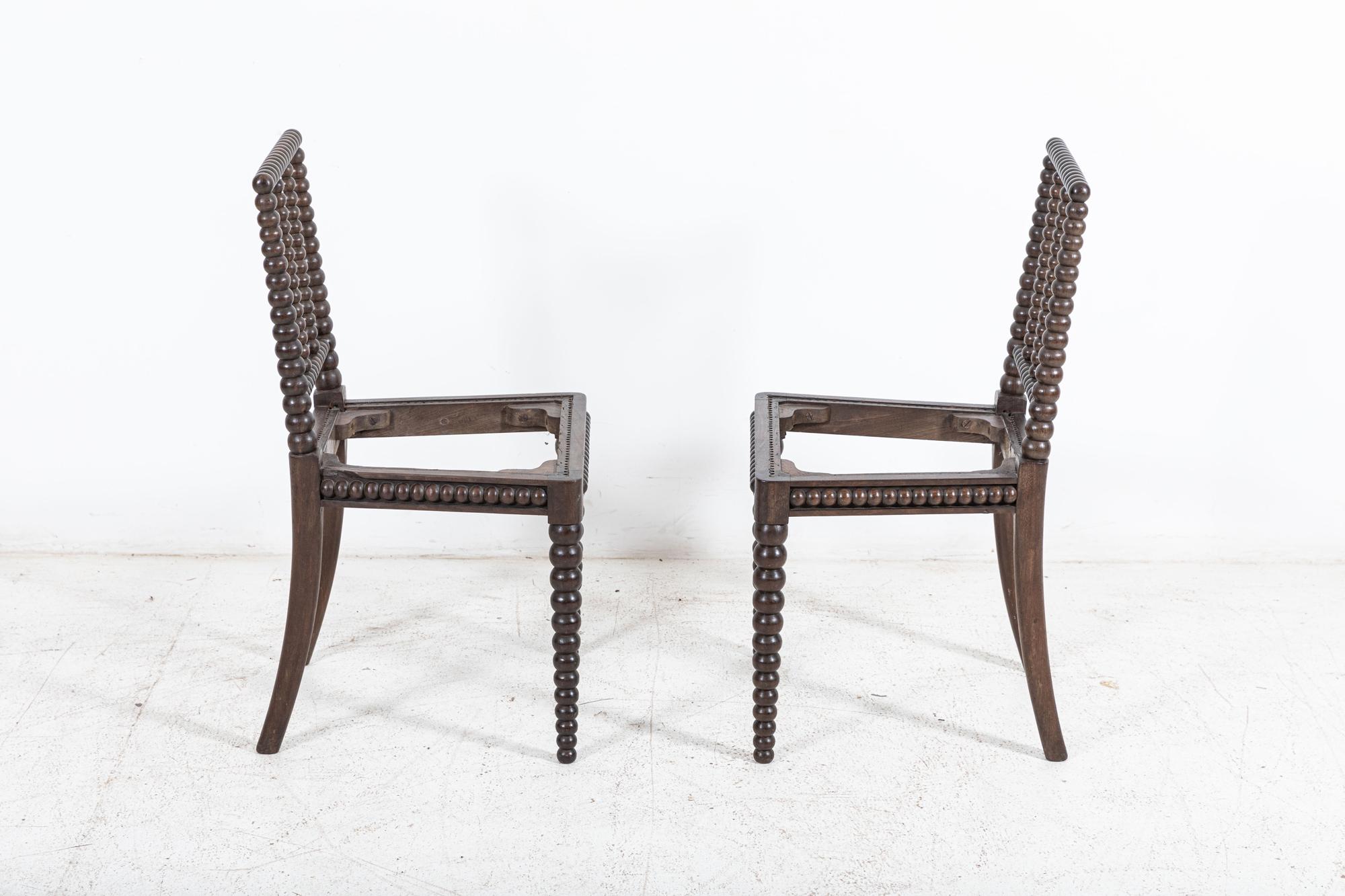Pair 19thC English Mahogany Bobbin Chairs For Sale 2