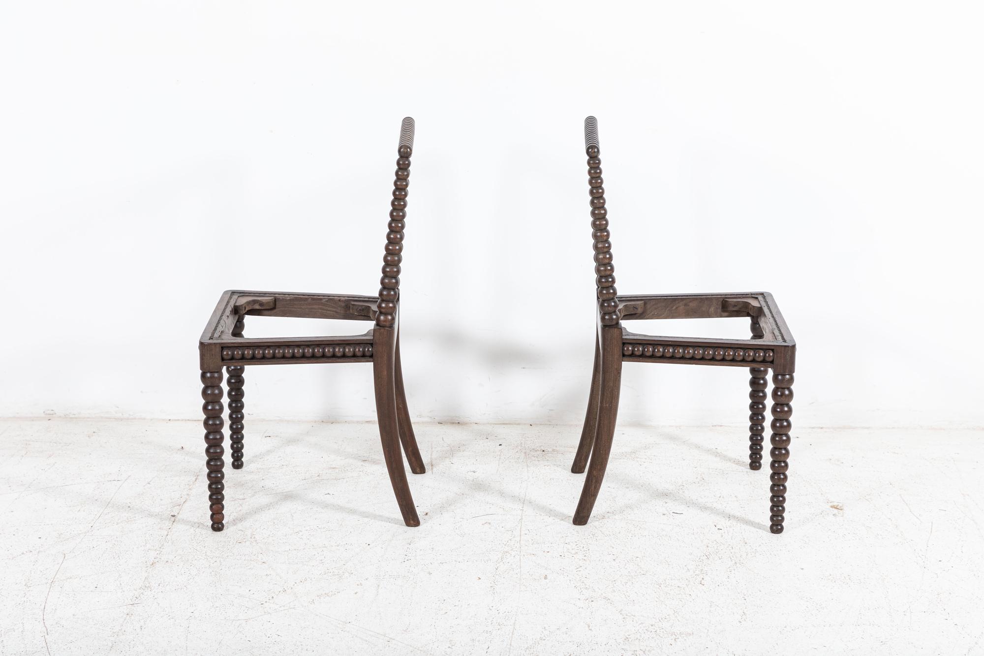 Pair 19thC English Mahogany Bobbin Chairs For Sale 4