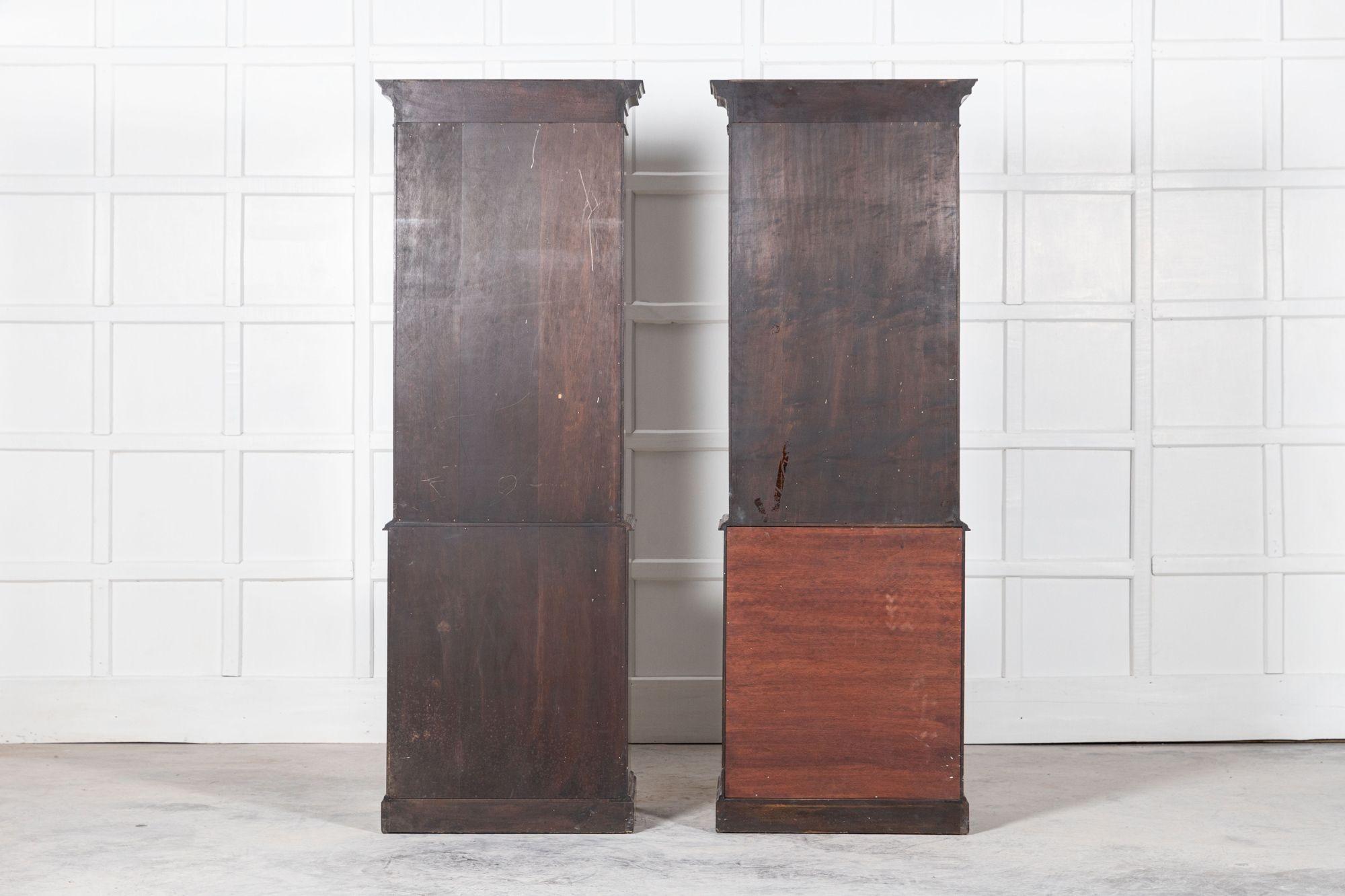 Pair 19thC English Mahogany Glazed Cabinets For Sale 14