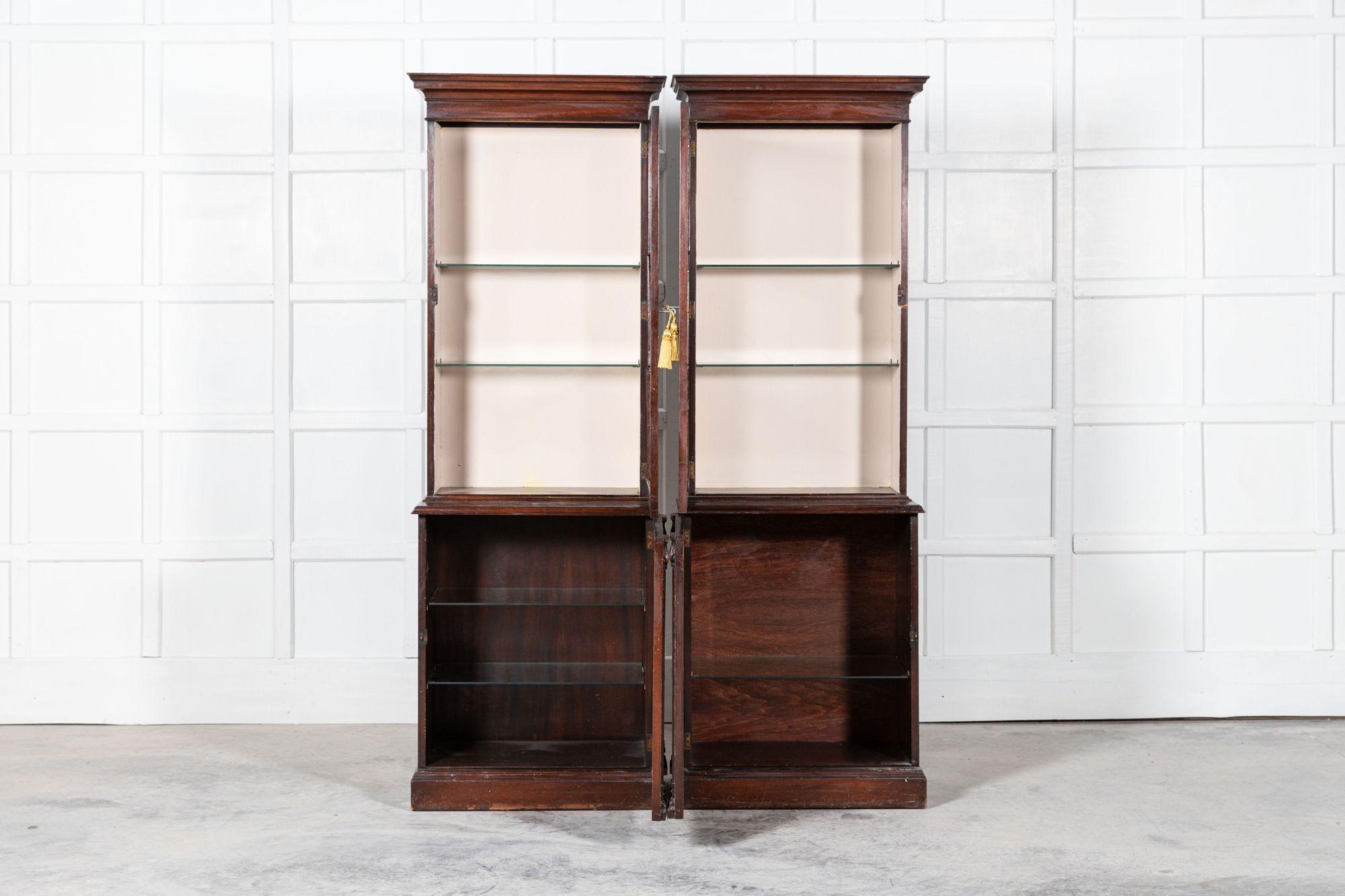 Pair 19thC English Mahogany Glazed Cabinets For Sale 2