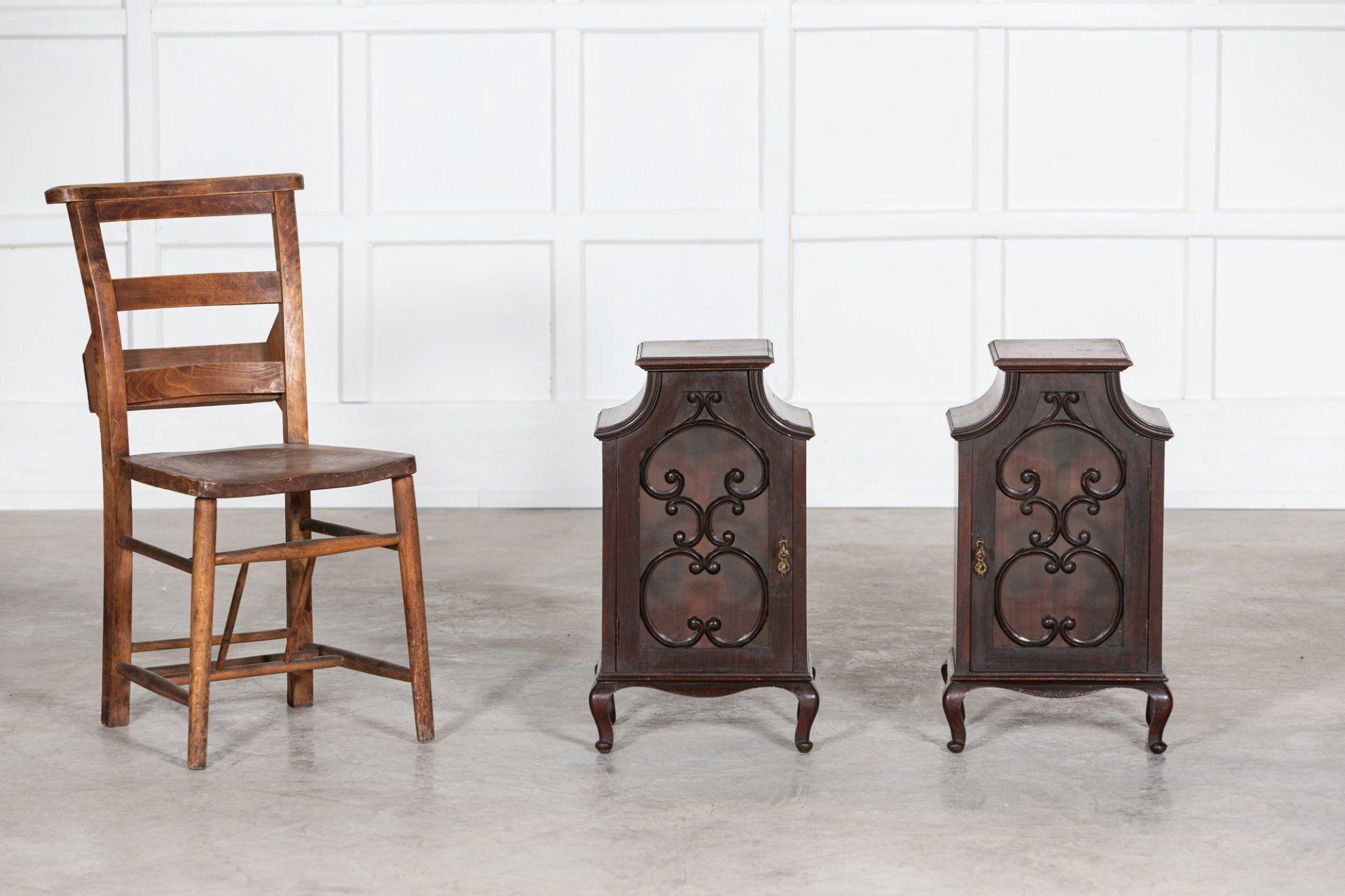 Pair 19th C English Mahogany Glazed Cabinets For Sale 1