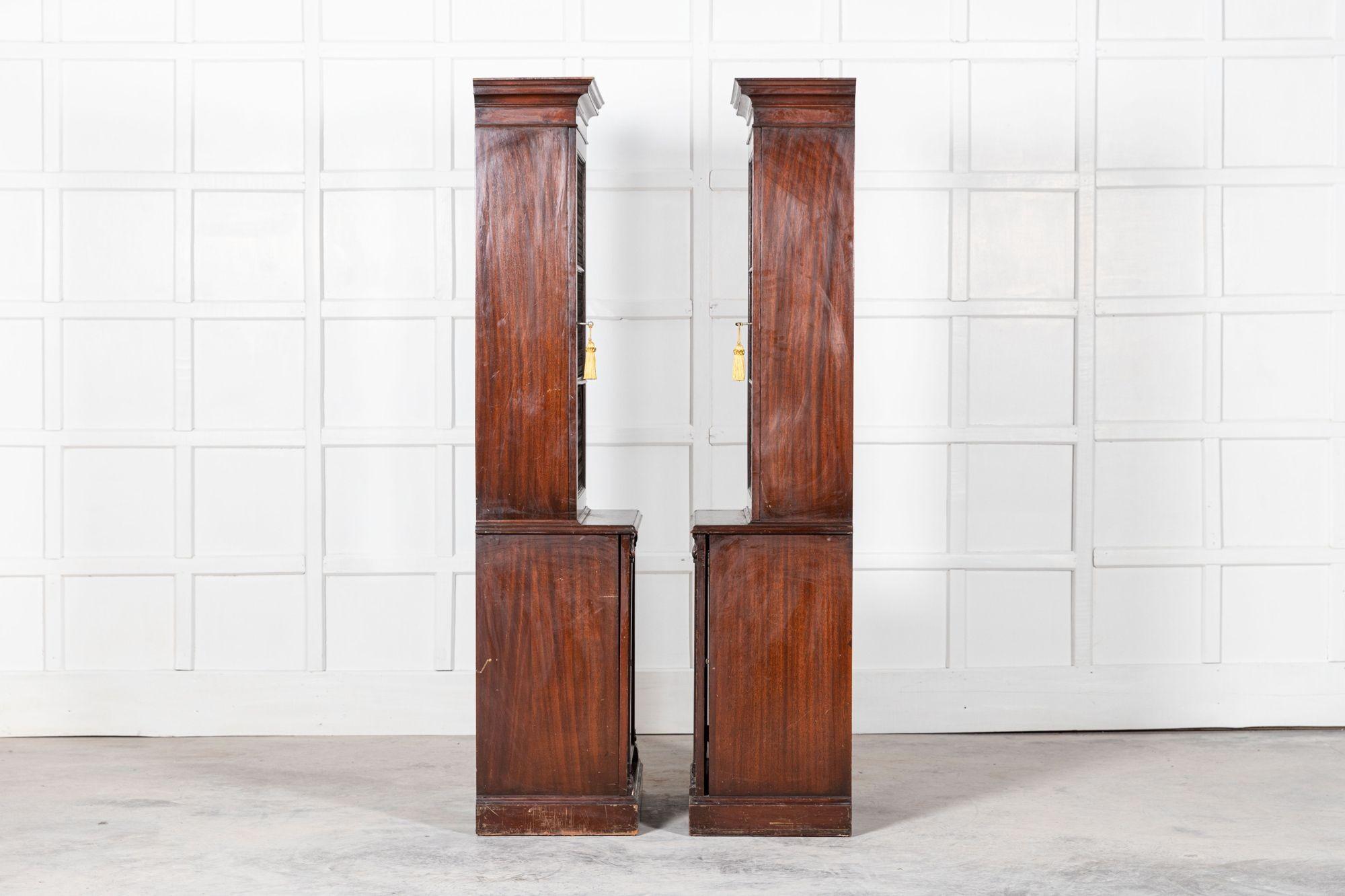 Pair 19thC English Mahogany Glazed Cabinets For Sale 3