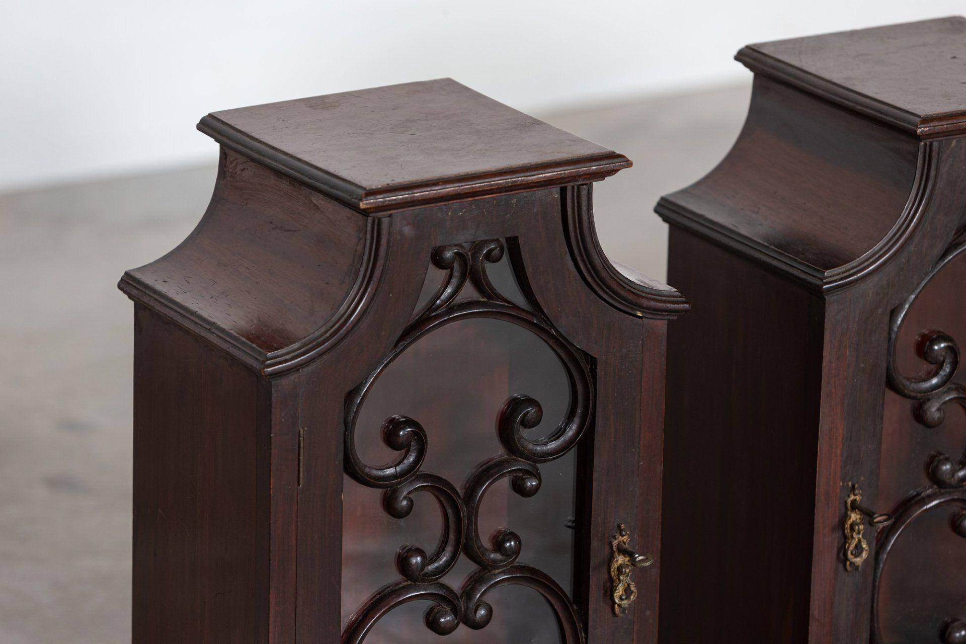Pair 19th C English Mahogany Glazed Cabinets For Sale 2