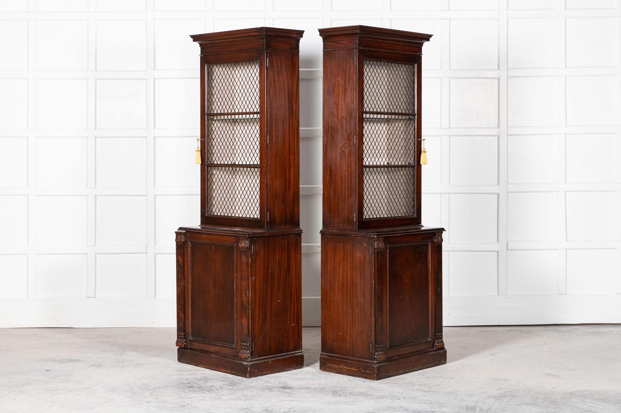 Pair 19thC English Mahogany Glazed Cabinets For Sale 5