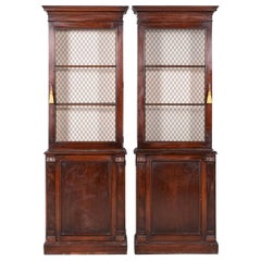 Pair 19thC English Mahogany Glazed Cabinets