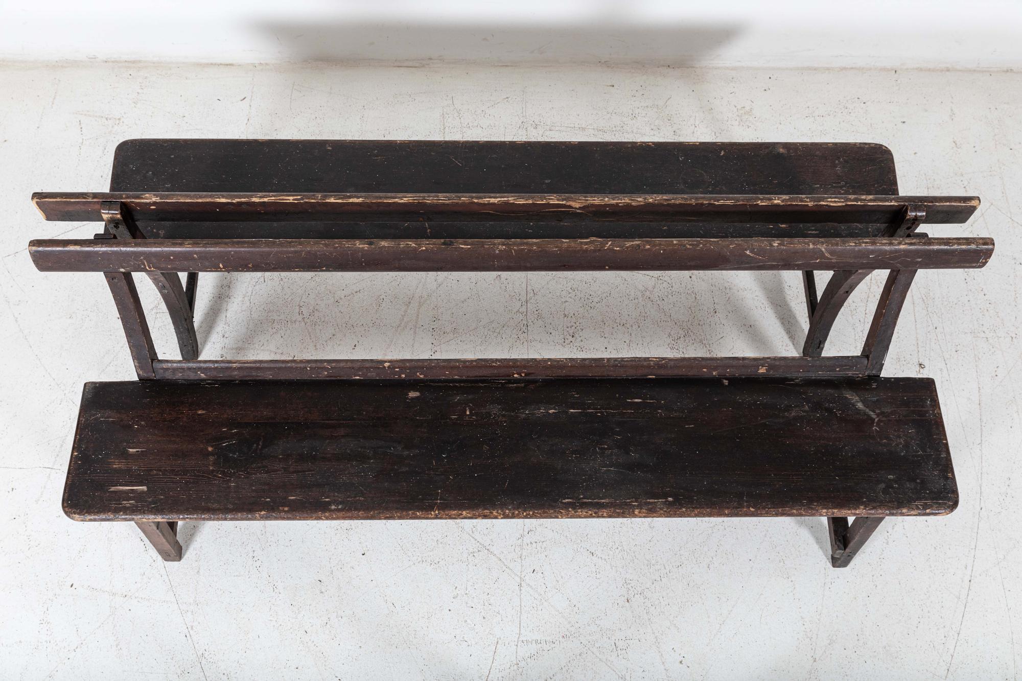 Pair 19thC English Pine Chapel Benches For Sale 5