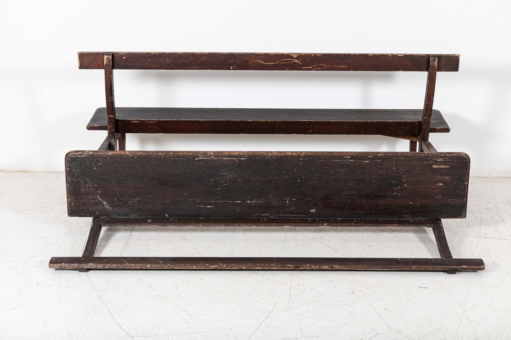 Pair 19thC English Pine Chapel Benches For Sale 6