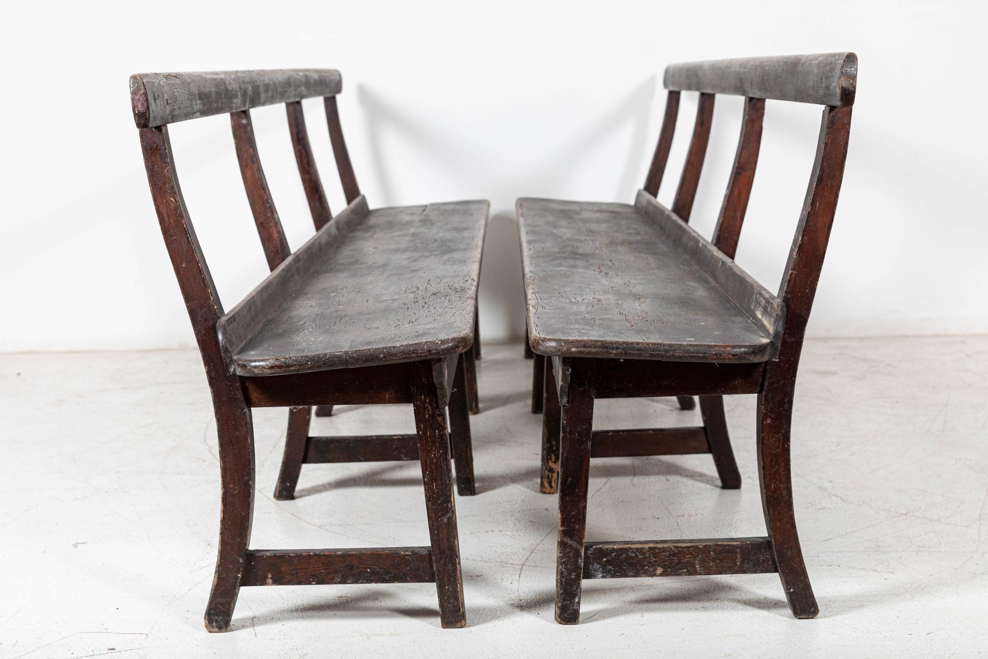 Pair 19thC English Pine Chapel Benches In Good Condition In Staffordshire, GB