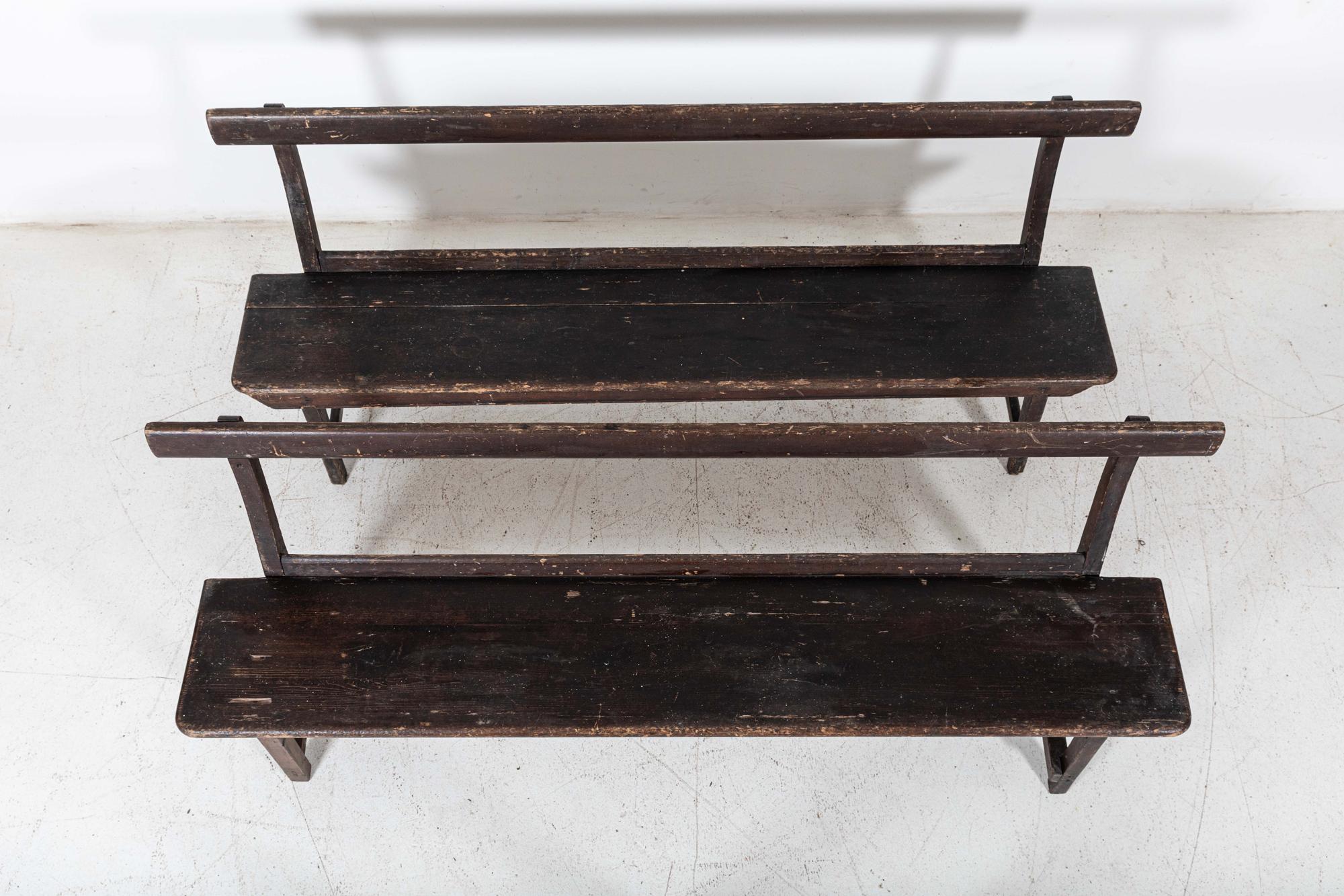 Pair 19thC English Pine Chapel Benches In Good Condition For Sale In Staffordshire, GB