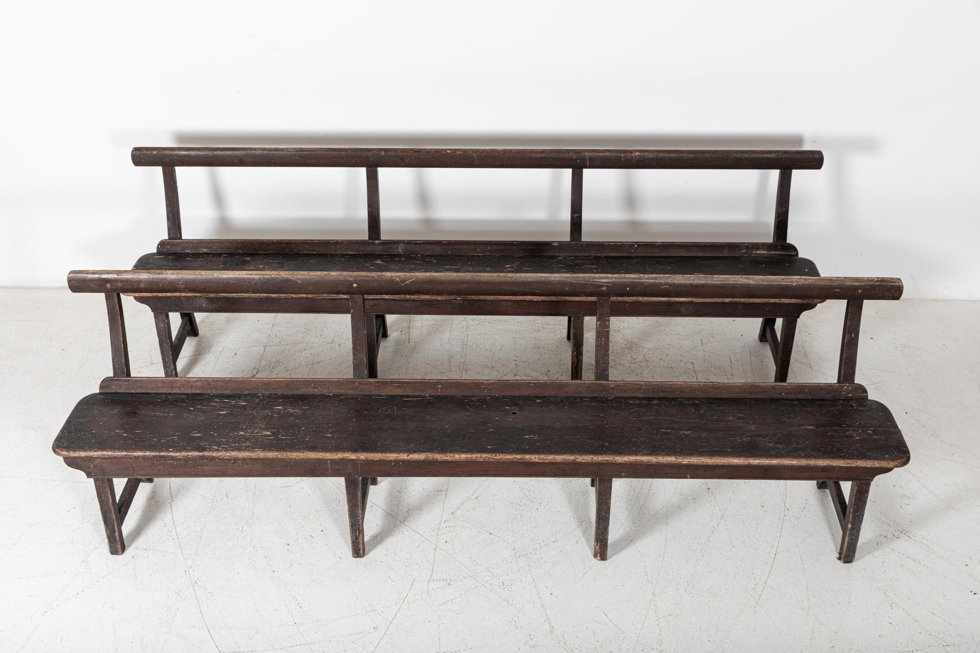 Late 19th Century Pair 19thC English Pine Chapel Benches