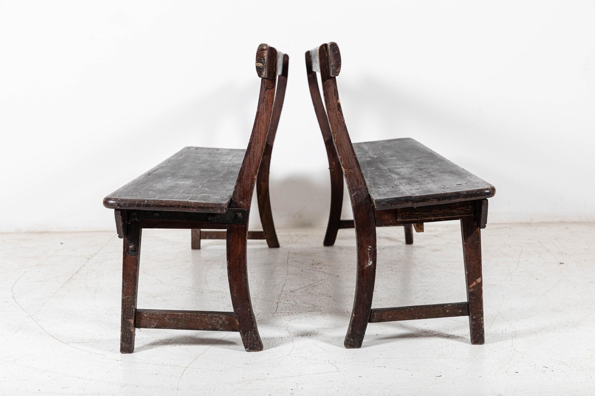 Late 19th Century Pair 19thC English Pine Chapel Benches For Sale