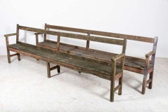 Pair 19th C English Rustic Painted Chapel Benches