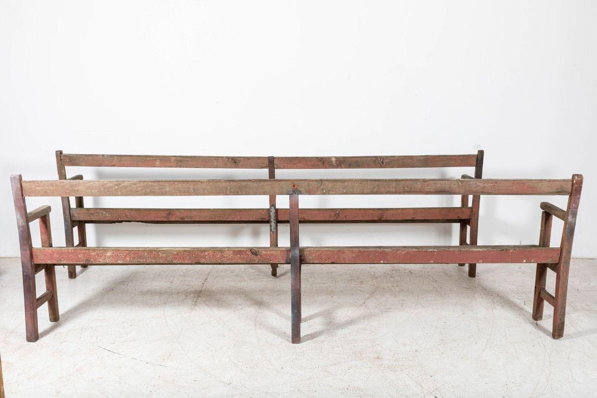 Late 19th Century Pair 19th C English Rustic Painted Chapel Benches For Sale