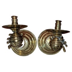 Pair 19thc French Bronze "Hands Holding Torch" Maison Bagues style -Wall Sconces